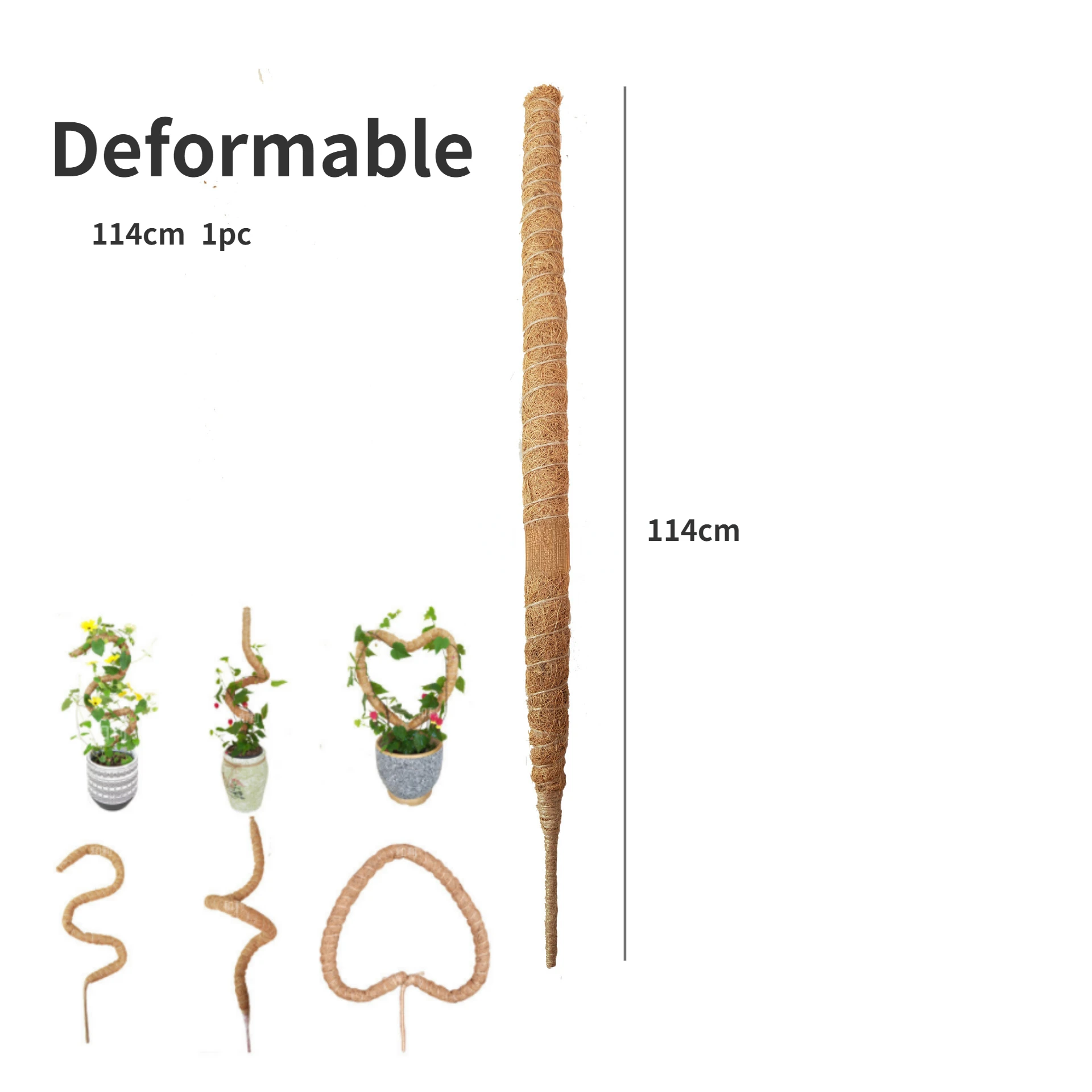 Palo de tótem de Coir para plantas trepadoras, palo de coco seguro para jardinería, vides y enredaderas, soporte para plantas: Naranja