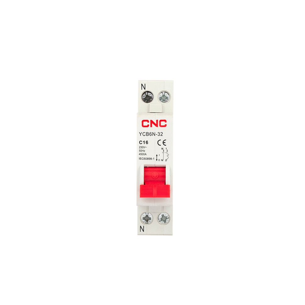 Cnc Mcb Zekeringautomaat Fase-Neutraal Stroomonderbreker YCB6N-32 6-32A 1P + N Elektrische Schakelaar home Veiligheid