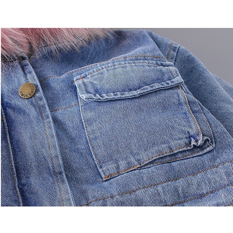 Kinderwinterjas, schattige warme fleece kraag, spijkerjas, peutermeisjeskleding, 1-5y babymeisjes winterkleding