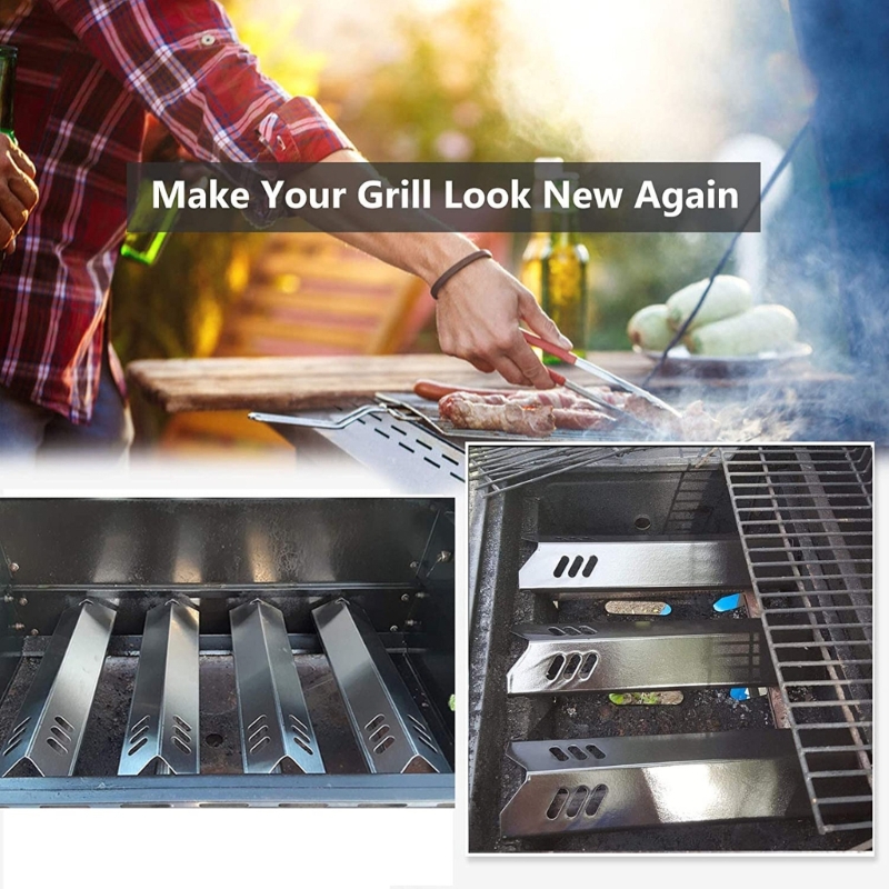 4 Stück Gasgrillplatten-Edelstahl-Flammenbändiger, beheizte Schild-Wärmeplatten-setzt