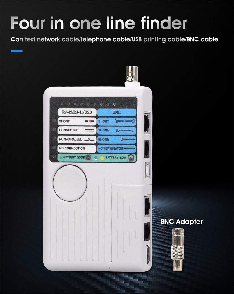 RJ11 RJ45 USB BNC LAN Network Cable Tester For UTP STP LAN Cables Tracker Detector