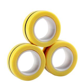 Magnetic Rings Anti-stress toy ring Stress Relief Ring toy For Autism ADHD Anxiety stress Relief Focus fidget finger ring: Yellow 3pcs