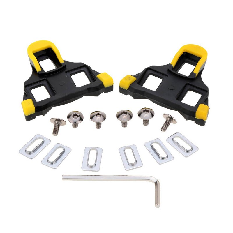 Cubiertas de tacos para ciclismo de 6 grados, tacos de bicicleta de carretera, pedales de ciclismo con bloqueo automático para Ciclismo de Carretera, equipos deportivos para montar: Black and Yellow