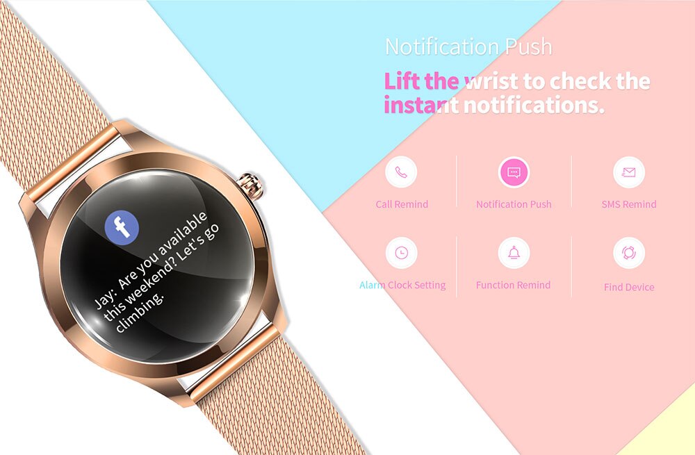 KW10 Waterproof Smart Watch Women Lovely Bracelet Heart Rate Monitor Sleep Monitoring Smartwatch Connect IOS Android PK S3 band