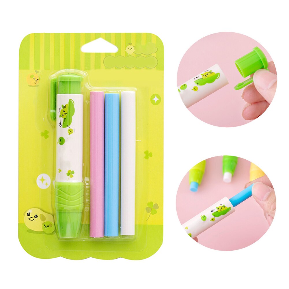 Gommes à crayon 3 pièces, dessin animé mignon, pour enfants, écriture, école, bureau avec étui à stylo, Type presse, papeterie de dessin
