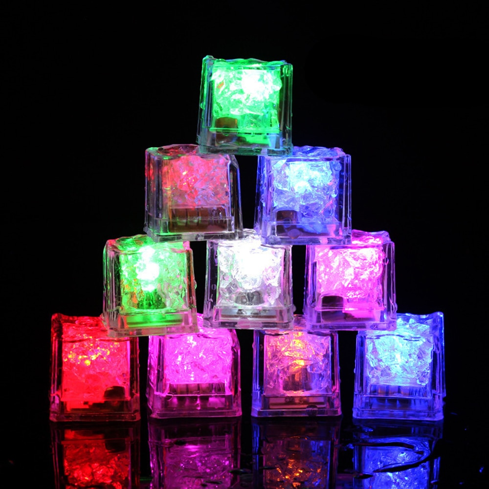 12 Pcs Lichtgevende Ijsblokjes Kleurrijke Touch Sensor Nachtlampje LED Zintuiglijke Water Lichtgevende Nachtlampje Bar Essentiële Cool Ice
