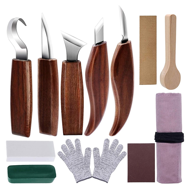 1/3/5/7/10/12pcs Chisel Woodworking Cutter Hand Tool Set Wood Carving Knife DIY Peeling Woodcarving Spoon Carving Cutter Kits