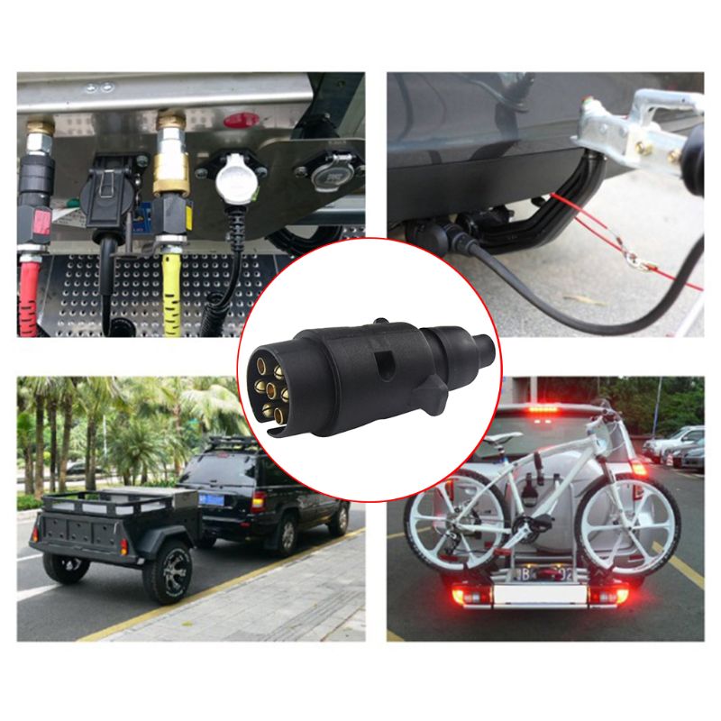 Conector de clavija de plástico para coche, 12V, 7 vías, redondo, estándar europeo, 7 enchufe con pines, enchufes para remolques RVs E7CA