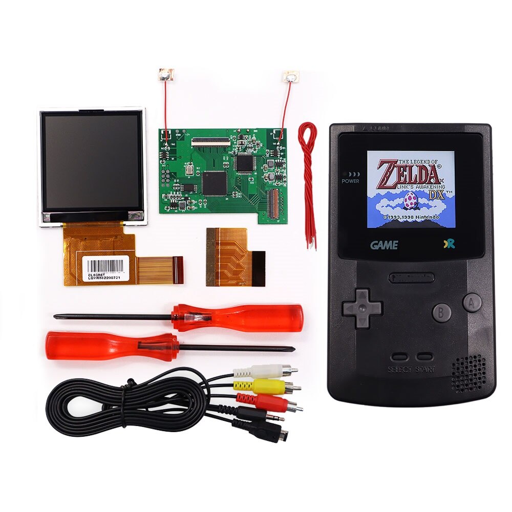 TV Version 2.2 inches GBC LCD High Brightness LCD Screen TV Out for Gameboy COLOR GBC - No Need Shell Cutting: LCD and Black