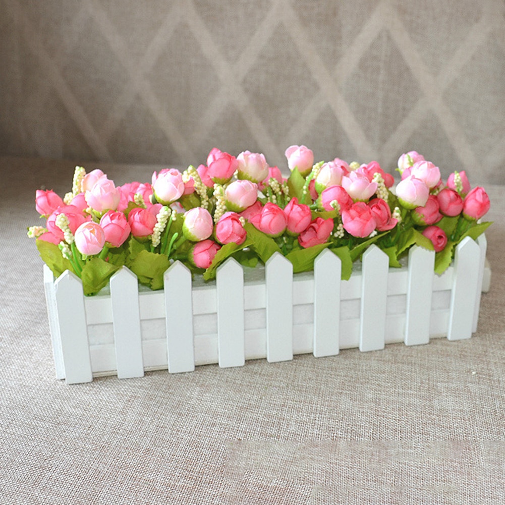 Wooden Flower Pot Fence Plant Basket Container Planter Home Garden Wedding Decor Plant Artificial Flowerpot Fence Decoration