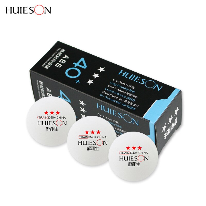 Huieson 3 st/pack plast pingisboll 40+mm 3 stjärnigt material abs bordtennisbollar bordtennistillbehör