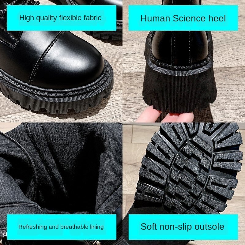 hiver élastique dentelle noir bottes bottes de Combat femmes moto chaussures plates-formes bottines femme talons hauts gothique chaussures