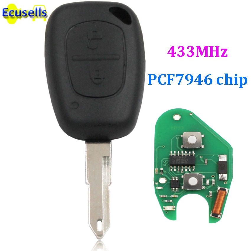 Smart Keyless Entry Fob 2 Button For Remote Key fob 433MHz with PCF7946 Chip NE73 blade
