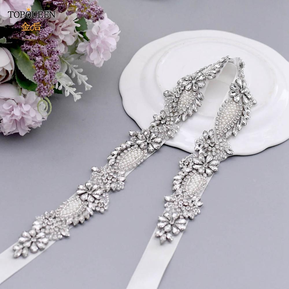 Topqueen  s481 brudekjole bælter og skærper elfenben brudepige kjoler bælte rhinestone beaded bælte brude bælte champagne bælte
