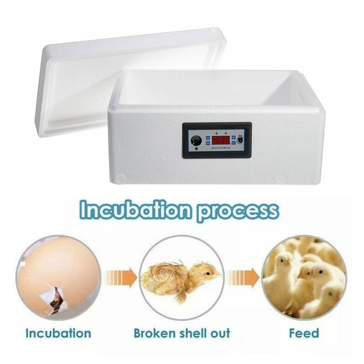 22/42 Eggs Incubation Box Digital Incubator Automatic Suitable for Hatching Snake Lizards Reptile Breeding Box with LED Lighting