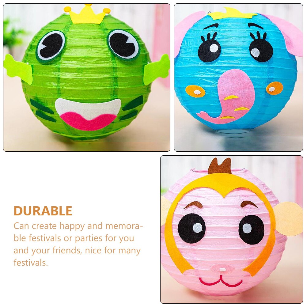 5pcs Kids Cartoon Lanterns Chinese Paper Lanterns DIY Paper Lantern Supplies