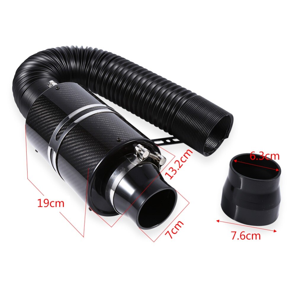 3 "système universel d'admission d'air froid de voiture avec le ventilateur emballant la boîte de filtre de Ram de Kit de filtre d'admission d'air d'induction d'alimentation froide de Fiber de carbone: without fan