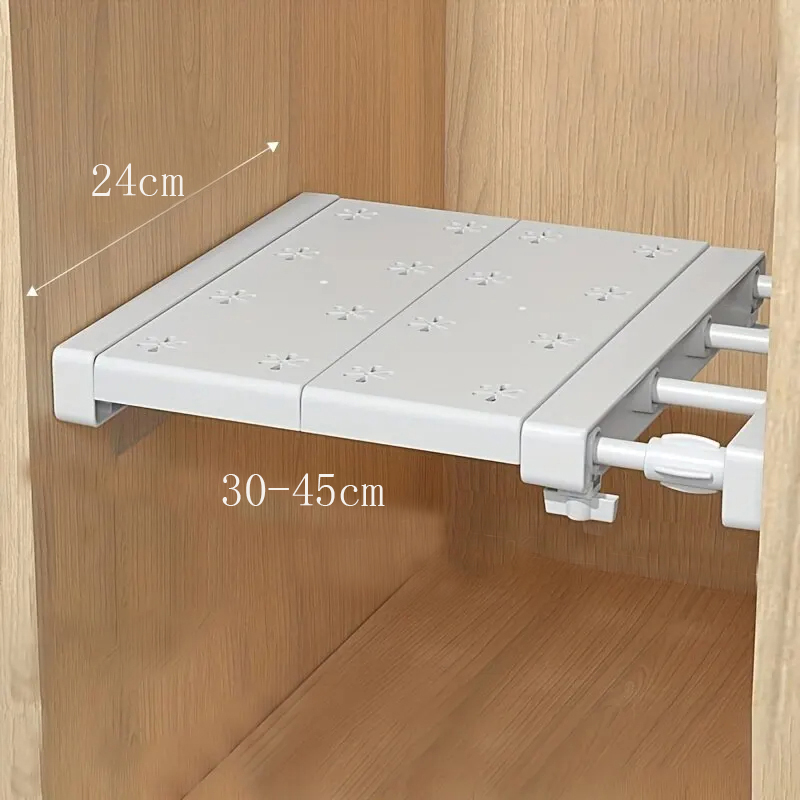 White Expandable Divider Punch-free Retractable Layers Board for Wardrobe Storage Kitchen and Bathroom Shelf Dormitory Dividers: GRAY