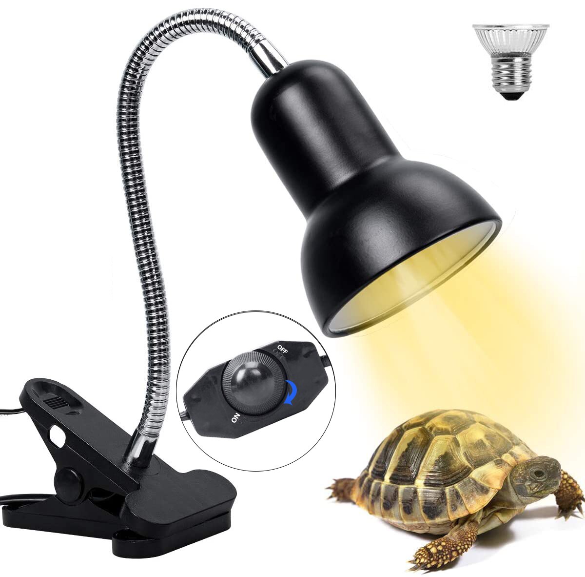 BENE Reptile Heating Basking Lamp, Bearded dragon Fixture Brooder for Aquatic Turtles Tortoise Snake Lizards Terrarium Amphibian: Dimmable US