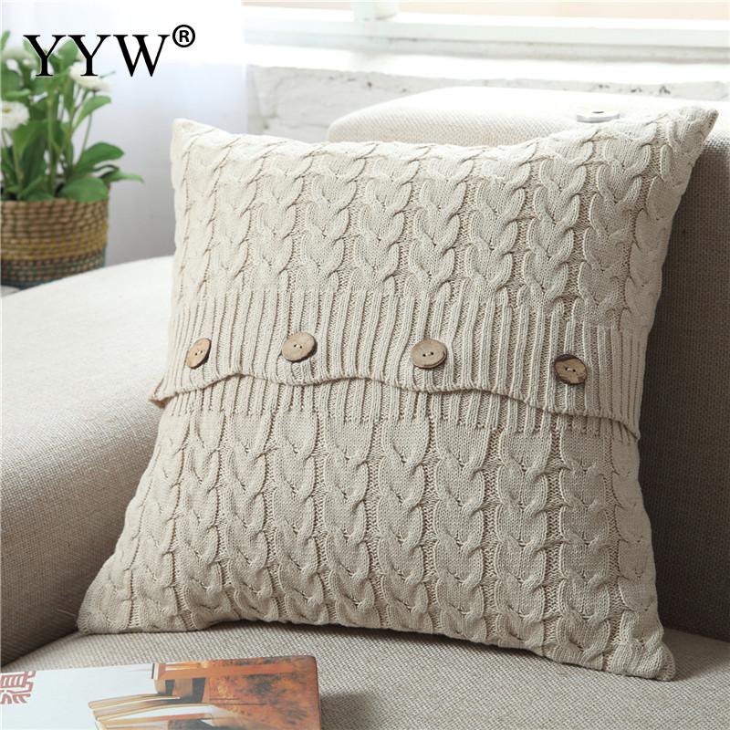 Almohada para sofá cama de tela de algodón de estilo nórdico, cojín, cojines tejidos para el hogar, silla, sofá, cojines decorativos de 45x45cm: beige