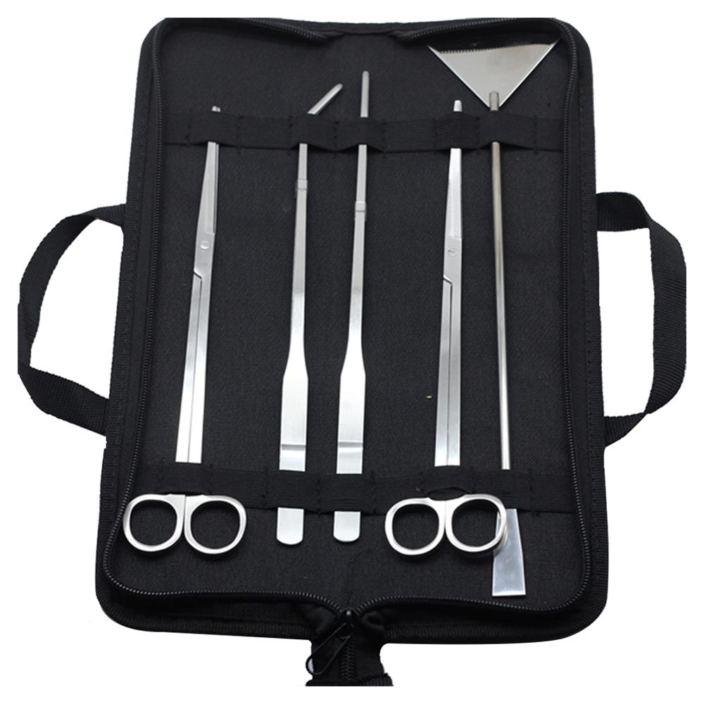5pcs Aquarium Tank Tools Kit Aquascaping Fish Tank Aquatic Plants Long Tweezers Scissors Stainless Steel Maintenance Tool: Default Title