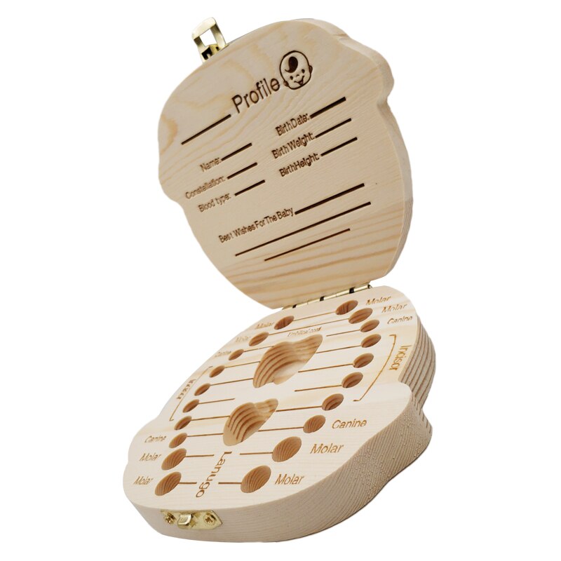 Scatola di Immagazzinaggio di legno per I Bambini Del bambino Dente scatola Organizzatore Scatola di Immagazzinaggio per Il bambino Denti da Latte Raccogliere Organizador Spagnolo e Inglese caso