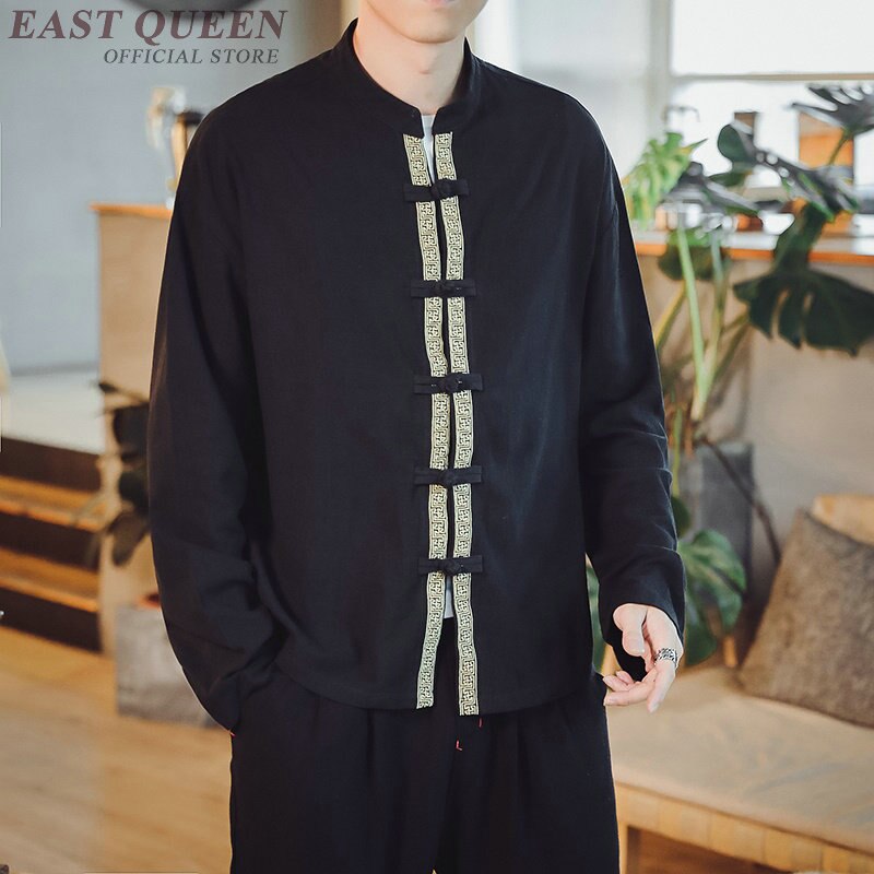 Chaqueta negra estilo chino para hombres camisa fina China ropa tradicional china para hombres Tang Oriental ropa hombres KK2911