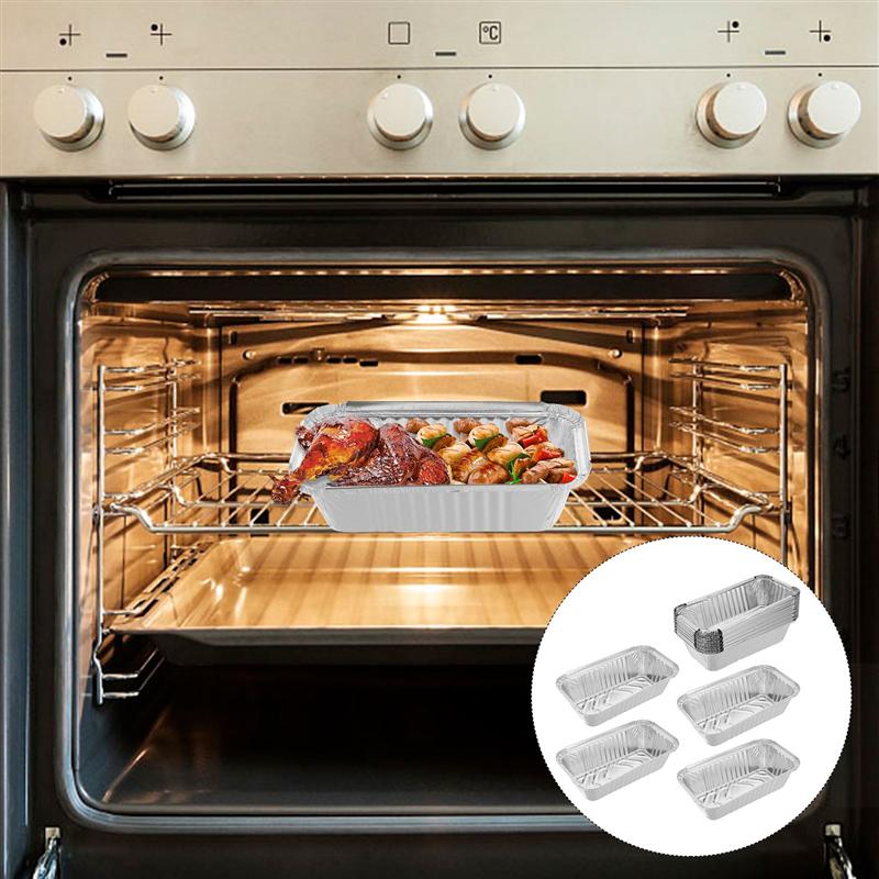 25pcs Disposable BBQ Drip Pan Practical One-off Takeaway Packing Box Foil Pans