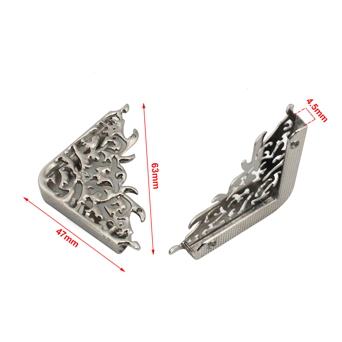 2pcs Metal Bag Corner Protectors With Screws for Leather Craft Purse Flap Handbag Book Photo Album DIY Decor Flower Pattern