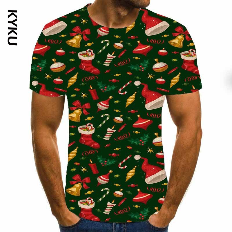 Jule t-shirt mænd womenslim fit kortærmet tee shirt homme harajuku xmas fest tshirt mænd streetwear tøj