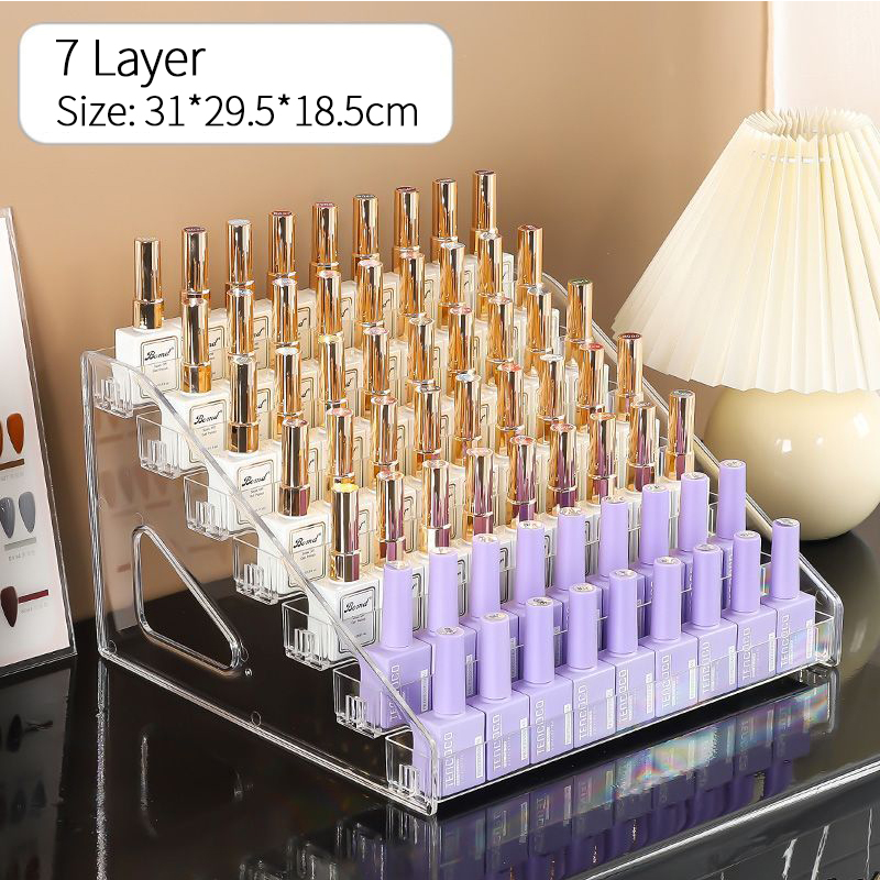 3/4/5/6/7 Lagen Acryl Nagellak Display Organizer Uv Gel Plank Snel Te Installeren Cosmetische Rek Sieraden Stand Manicure Opslag: Donker Kaki