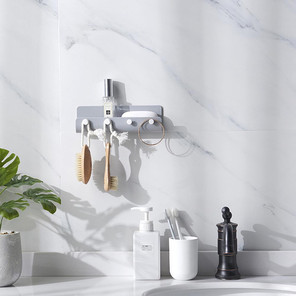 Support de rangement en forme de U à 4 crochets | Support mural suspendu pour clés, support de rangement pour livres, étagère de décoration intérieure, fournitures de rangement de cuisine à domicile