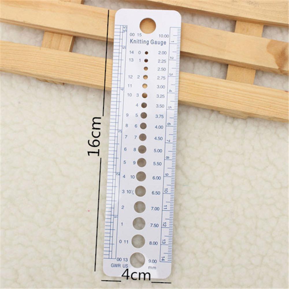 Fine Knitting Needle Gauge Inch cm Ruler Tool (US UK Canada Sizes) 2-10mm