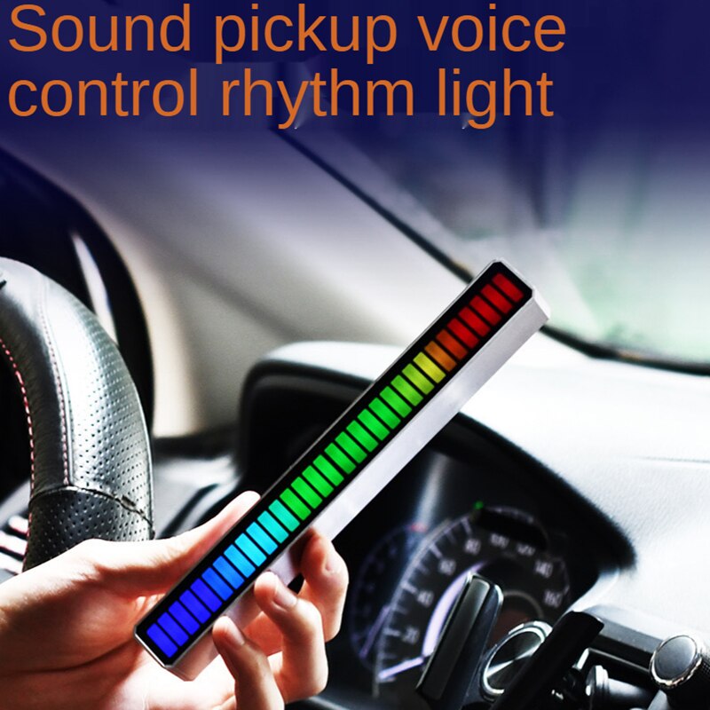 Pickup Rhythm Light Usb Led Strip Licht Auto Geluid Controle Lamp Rgb Voice-Activated Muziek Ritme Omgevingslicht Met 32LED 8 Kleur