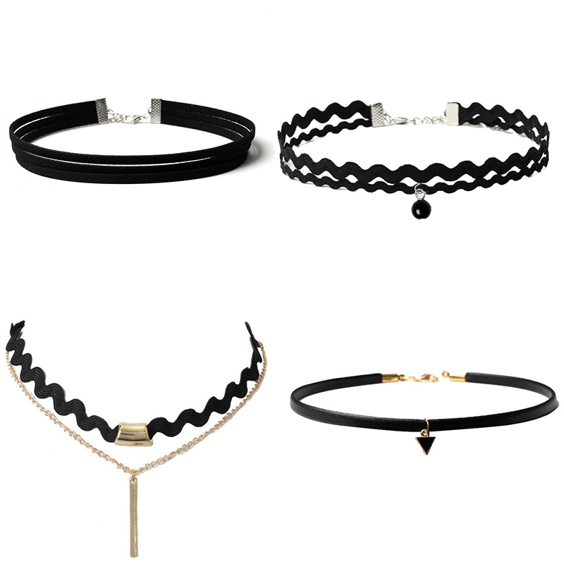 Gargantilla gótica de terciopelo negro, collares de cuerda de estilo gótico, decoración para el cuello para mujer, joyería Chocker en accesorios para el cuello de niña