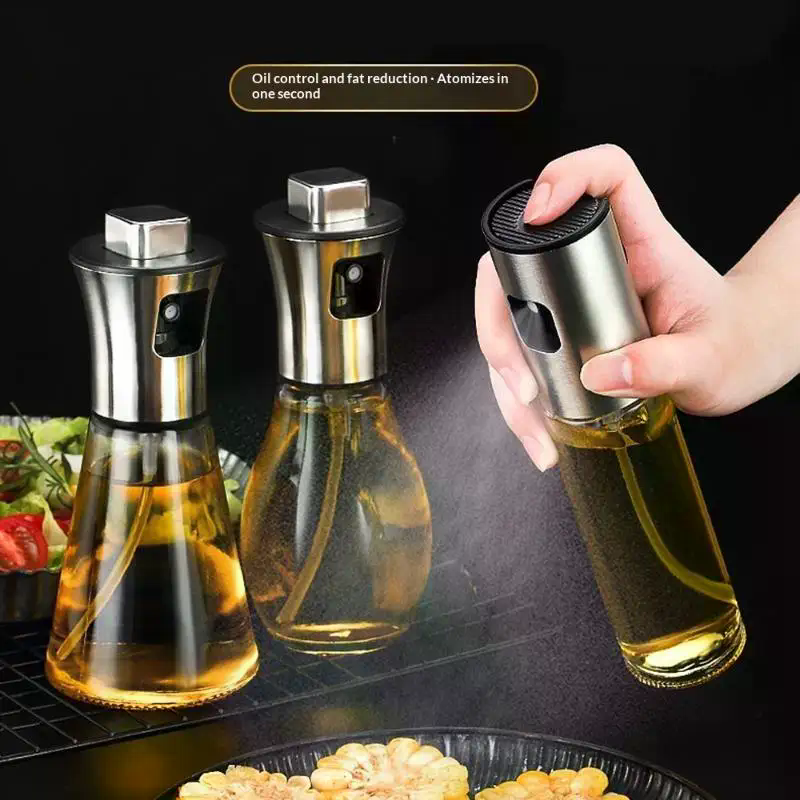 Olieverstuiver voor koken, 200 ml olijfolie verstuiver, roestvrijstalen oliesprayfles, draagbare olieverstuiver keukengadgets