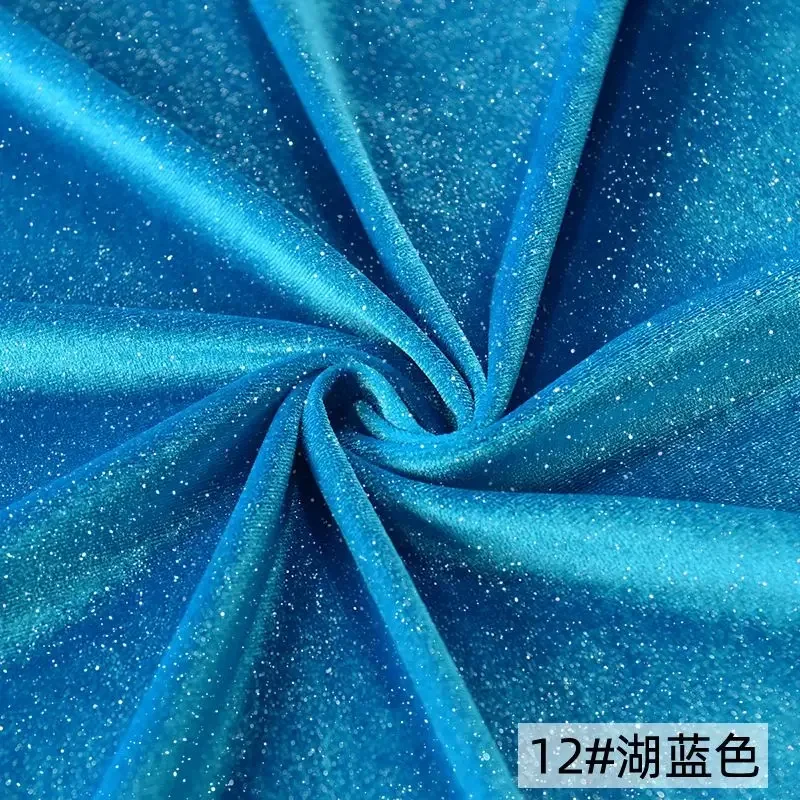 4 Sides Stretch Shiny Velour Fabric By The Meter for Dress Clothes Decoration Sewing Sequins Velvet Cloth Soft Smooth Blue Black: Yellow
