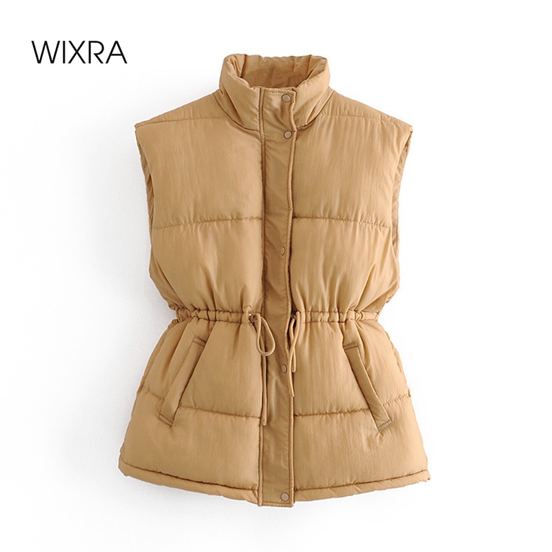 Wixra femmes gilet sans manches hiver coton fermeture éclair à lacets femmes gilets col en V Streetwear gilet automne