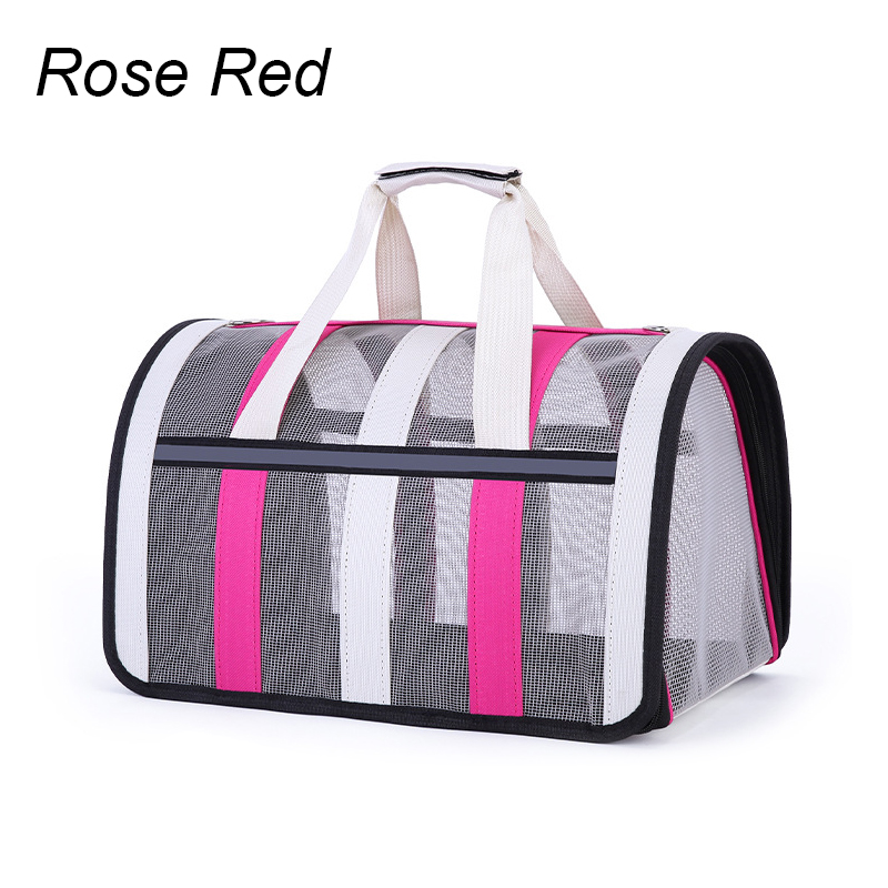 Przenośna torba podróżna dla psa i kota Oddychająca siatka dla małych psów i kotów Składana torebka z siatki dla małych i średnich klatek: XL / Różowy