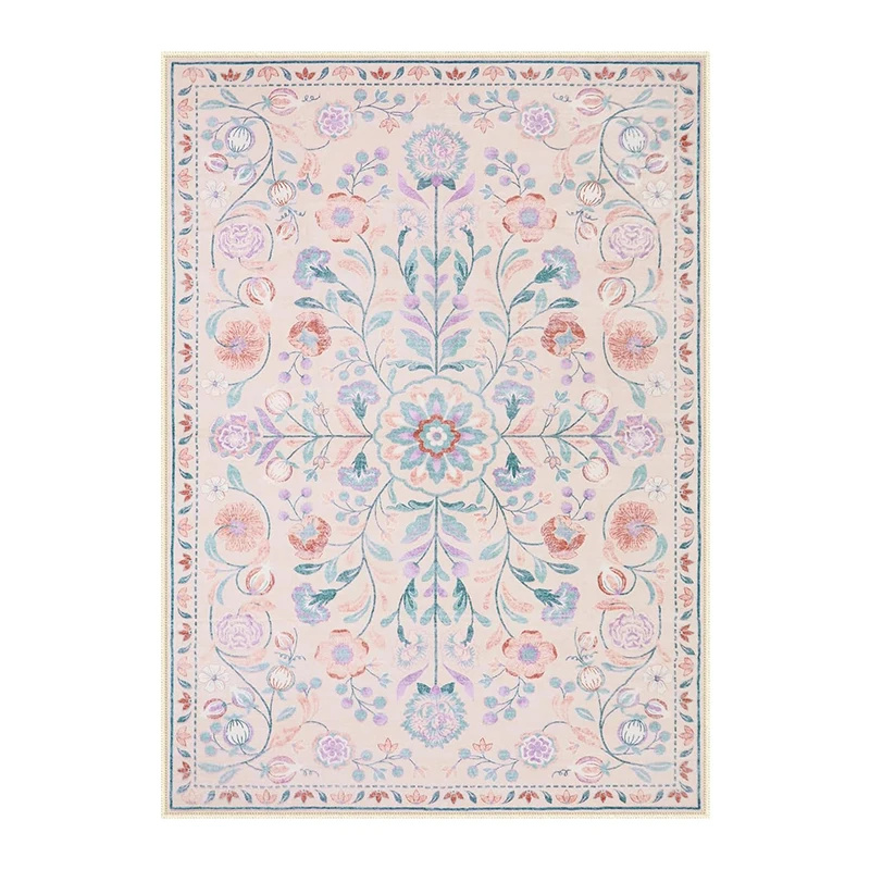 Tapis de salon bohème Vintage, lavable, vert vif, imprimé Floral, doux, antidérapant, pour Restaurant, décoration de sol: 91X152CM / WHITE