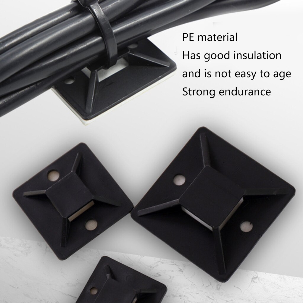 100PCS Adhesive Cable Zip Tie Mounts Self Wire Cable Clips Organizer Holders Anchor Wire Tie Downs 20mm/25mm/30mm/40mm