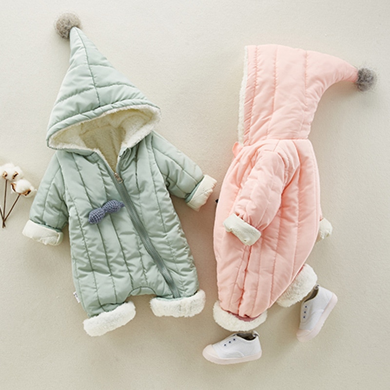 Baby Winter Rompertjes Pasgeboren Bodysuit Jongens Jumpsuit Plus Fluwelen Kinderen Hooded Warme Bovenkleding Jas Voor Baby Meisjes Snowsuit Dwq683