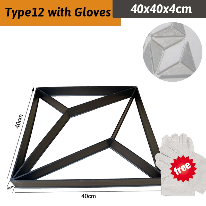 12Type DIY Garden Walk Pavement Mold Reusable Path Maker Concrete Molds Manually Paving Cement Brick Stone Road Concrete Molds: Type12 with Gloves