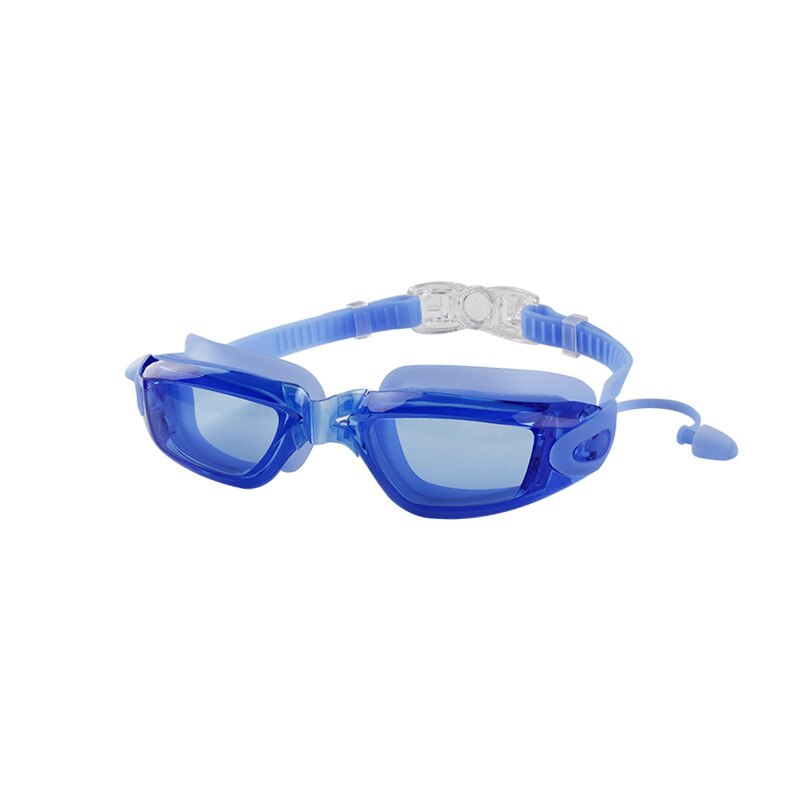 Mosodo Schwimmen Brille mit Ohrstöpsel Anti-Nebel Einstellbare Schwimmen Gläser Männer Frauen Erwachsene Silikon Brillen Optische Tauchen Gläser: klar Blau