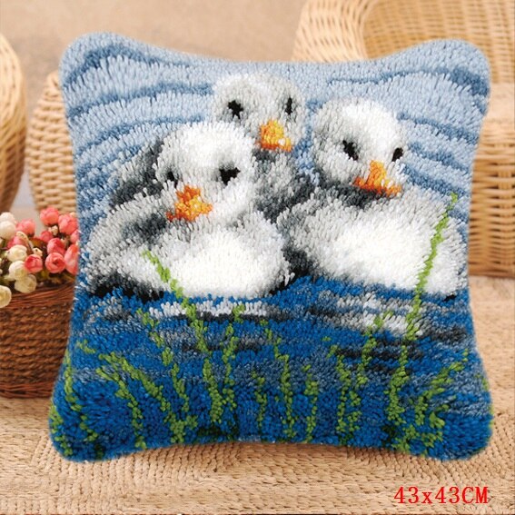 Loquet crochet tapis Kits mignon licorne loquet crochet Animal Foamiran tapis broderie oreiller coussin bouton paquet kussen knooppakket: ABZ341