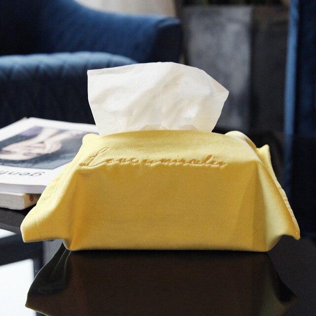 INS Embroidery Velvet Tissue Box Cloth Tissue Cover Home Car Portable Storage Boxs Kitchen Desktop Decoration Organization: 16