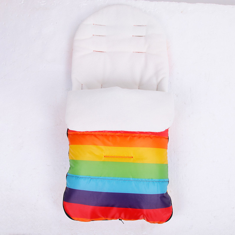 Baby Stroller Warm Foot Cover Children's Quilt Universal Stroller Pad Plus Cotton Thickening Autumn Winter Stroller Accessory: rainbow 01