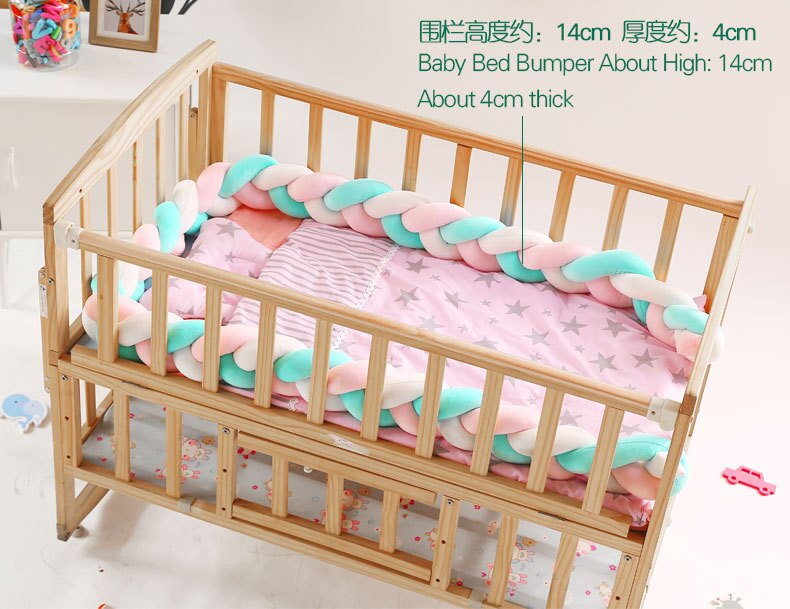 3M di Lunghezza Lungo Annodato Treccia Cuscino Letto bambino Della Decorazione Del bambino Imbottiture e Paraurti di Sicurezza e comfort Cuscino