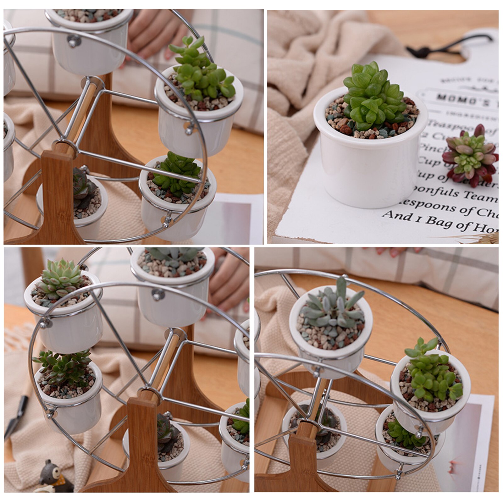 Soporte de plantas, Noria nórdica moderna, combinación de macetas suculentas, suministros de jardinería, jarrón de cerámica