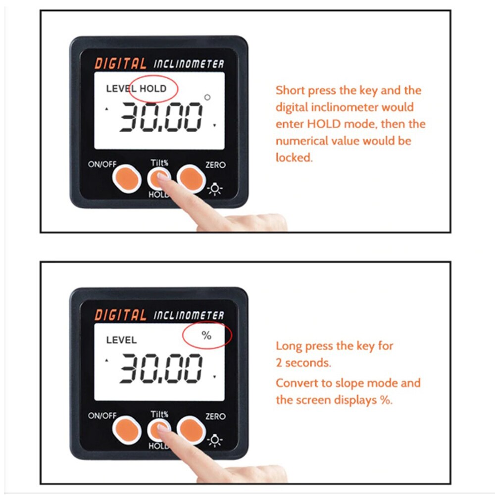 360 Degree Digital Level Goniometer Electronic Protractor Angle Finder Gauge Magnetic Level Instrument Bevel Box Inclinometer